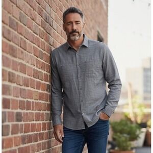 Express Button Down Shirt Men's Large Fitted Blueish Gray Long Sleeve Cotton NWT